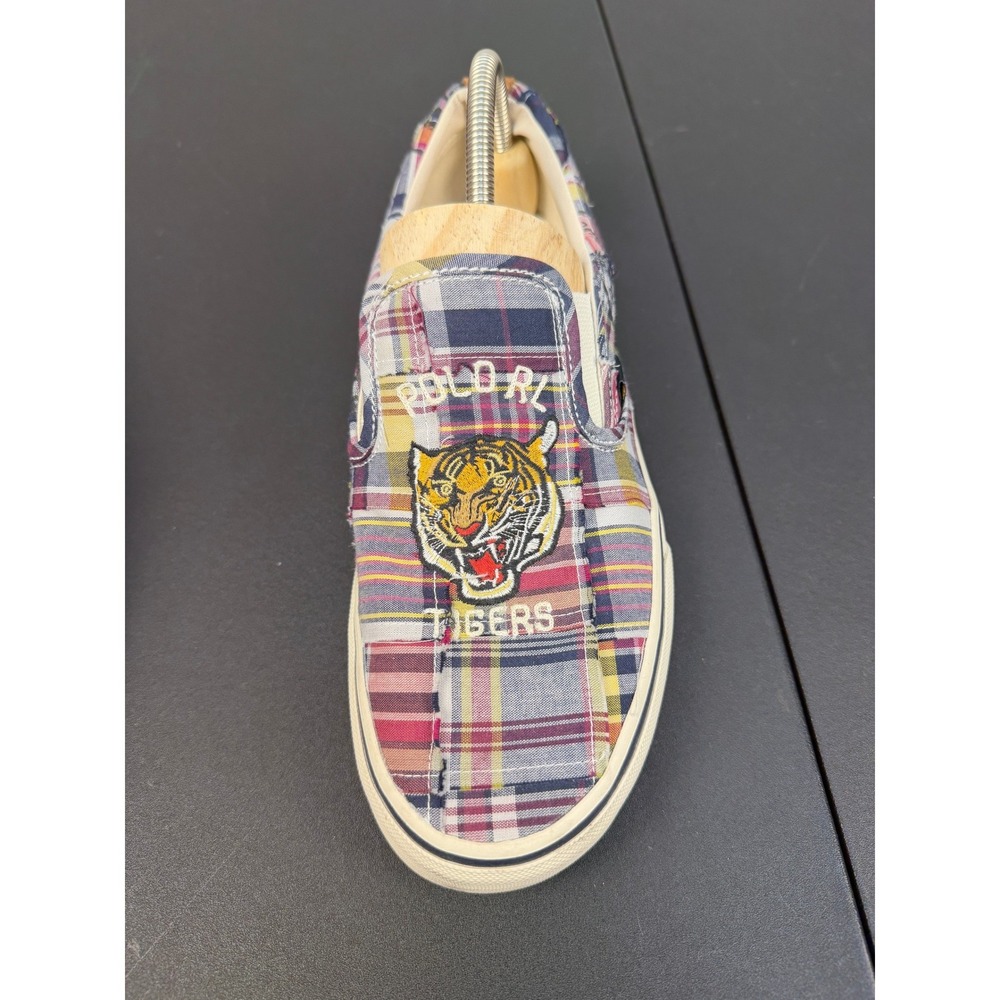 Polo Ralph Lauren Keaton Slip On Plaid Tiger Patchwork Shoes Mens Size 9 - Picture 5 of 13